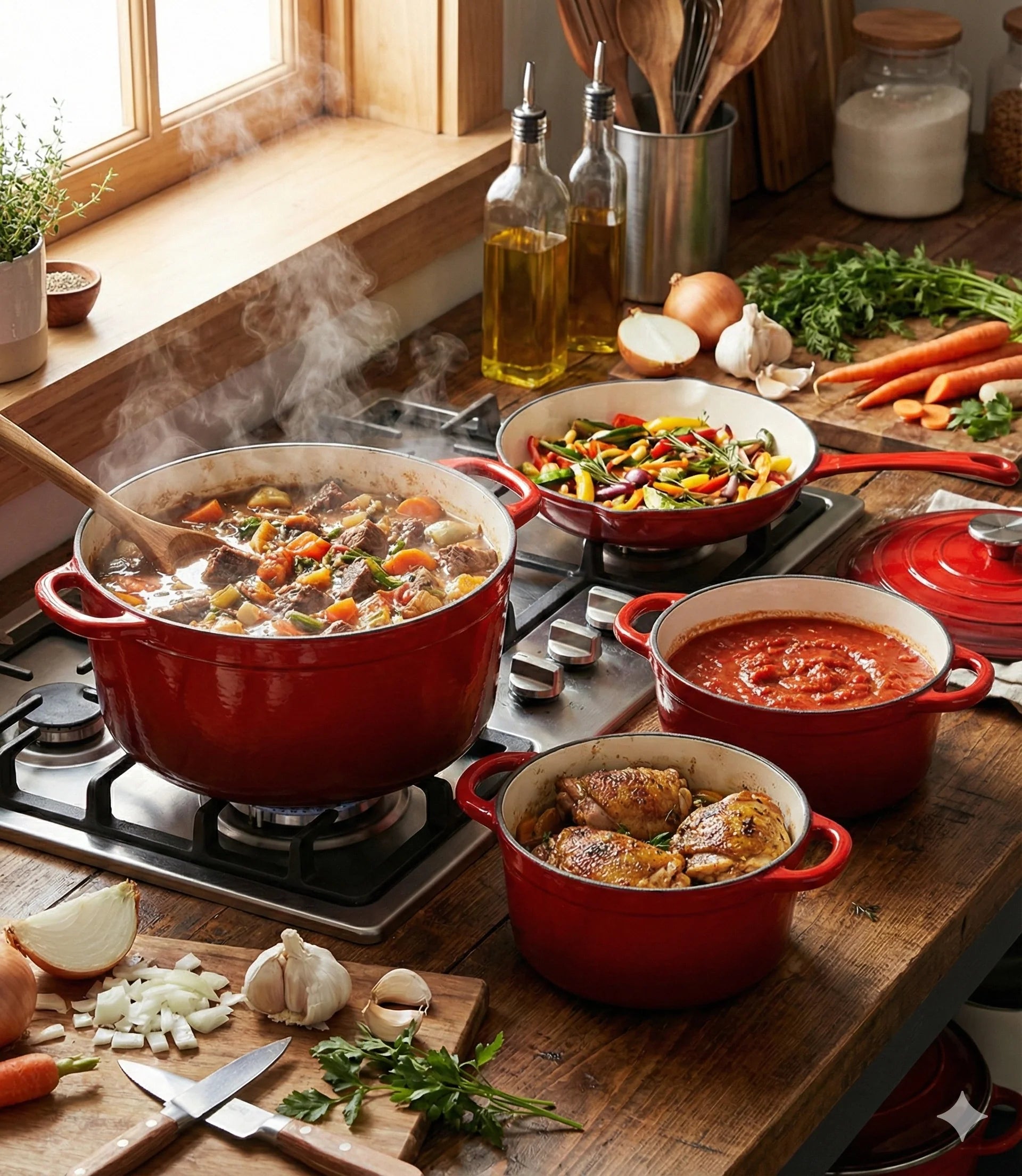 Juego de Ollas Set Hierro Bordeaux