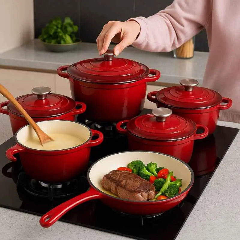 Juego de Ollas Set Hierro Bordeaux